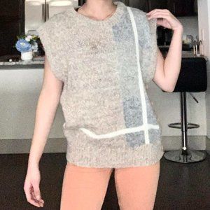 Vintage 80s beige/neutral acrylic wool geometric print sweater vest